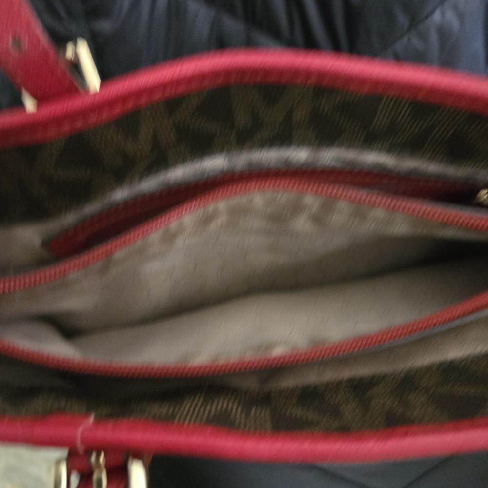 Michael Kors Brown Tote with Red Trim - Picture 6 of 9